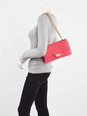 Chanel Light Pink 2.55 Reissue Quilted Tweed 225 Flap Bag